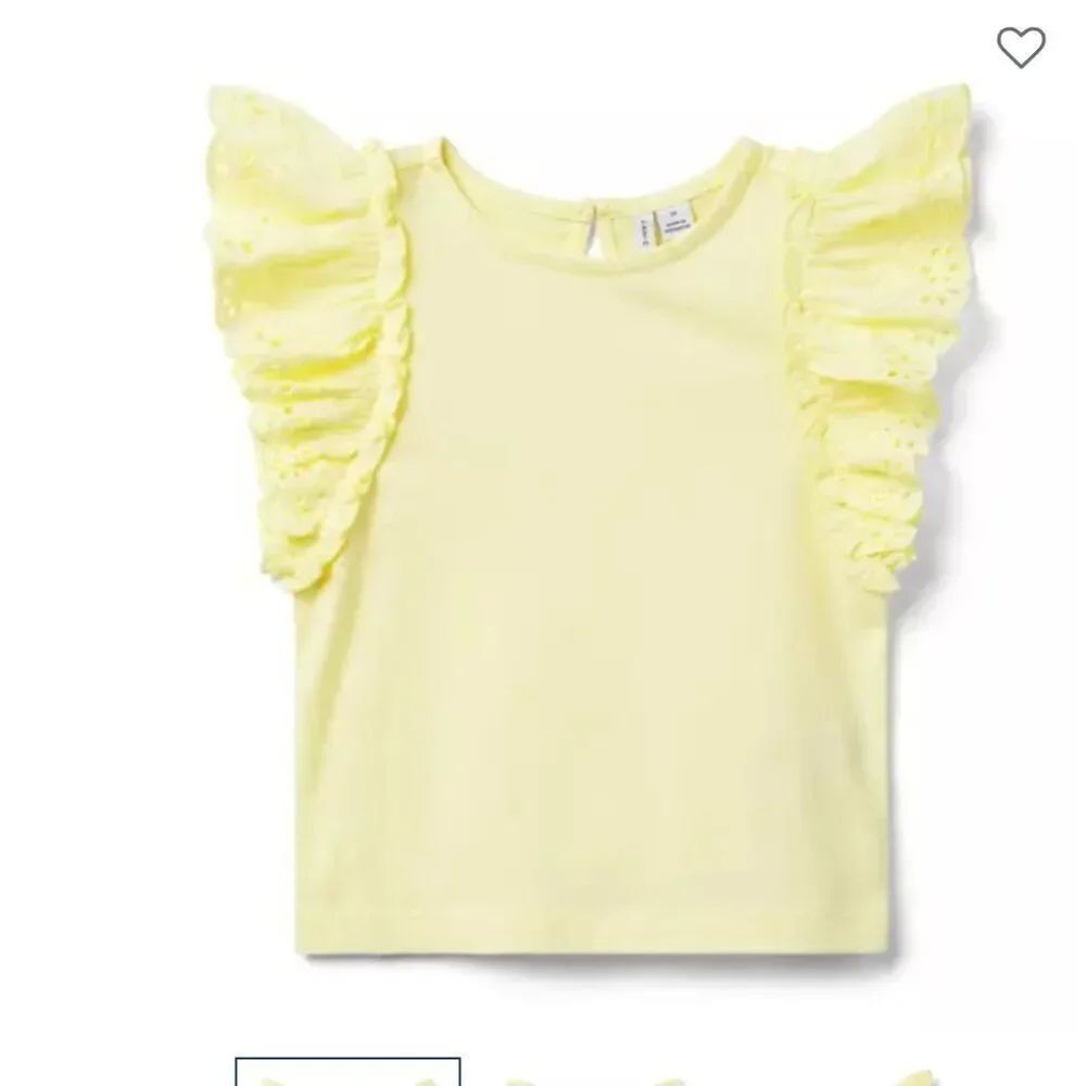 Janie and Jack 100049046 Girl Yellow Eyelet Flutter Sleeve Top NWT size 6-12 m